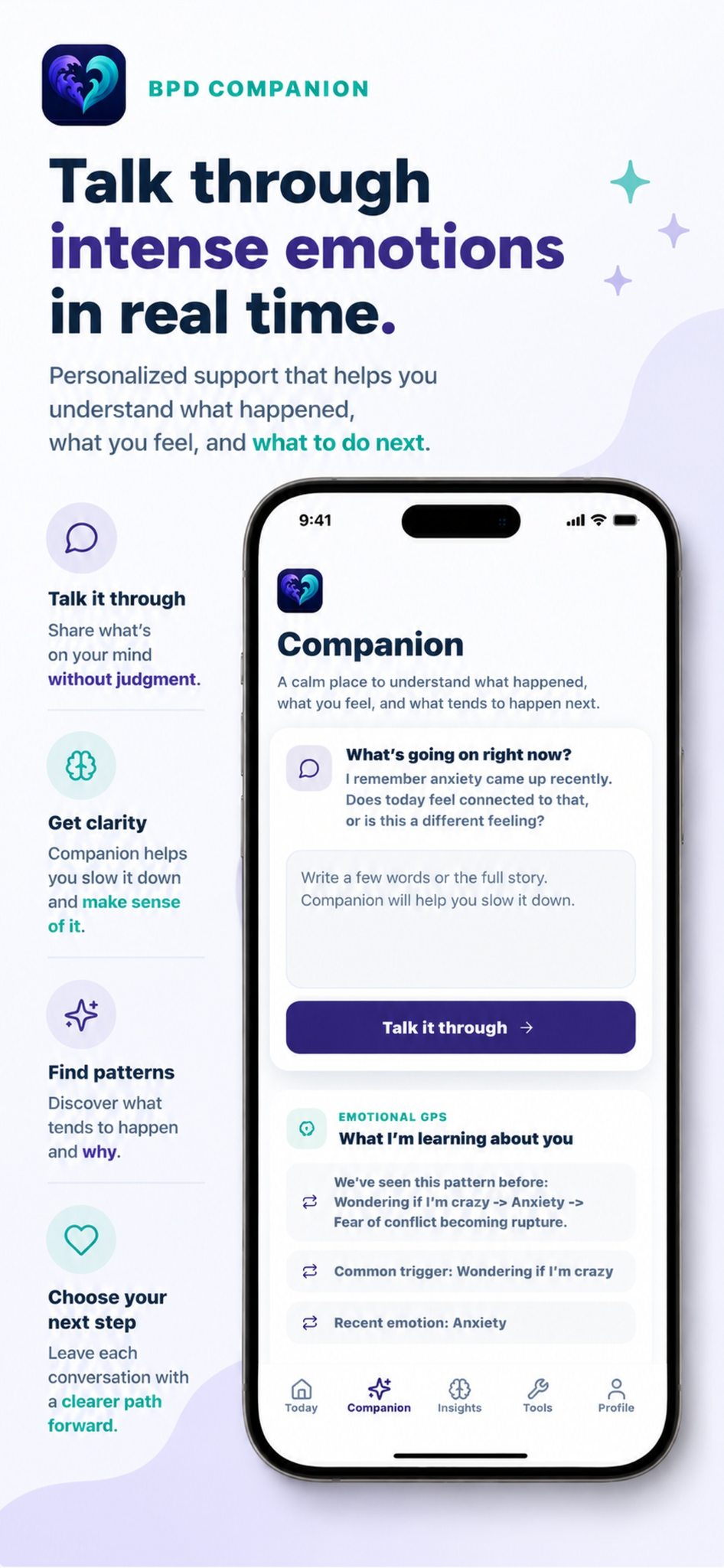 BPD Companion AI Companion marketing screen